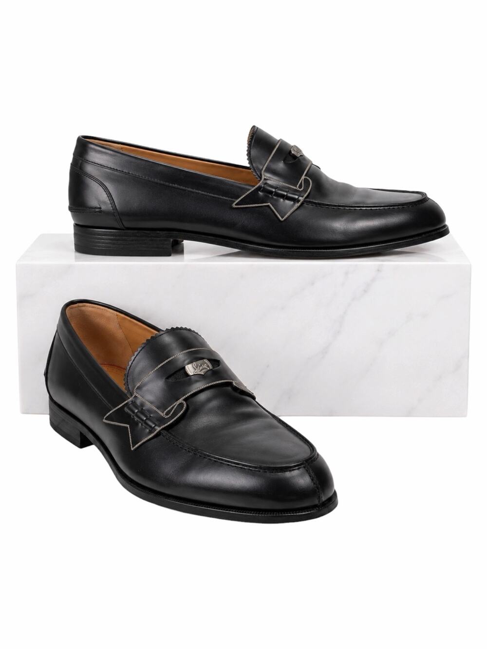 Christian Louboutin Monono Leather Penny Loafer Black Size 45